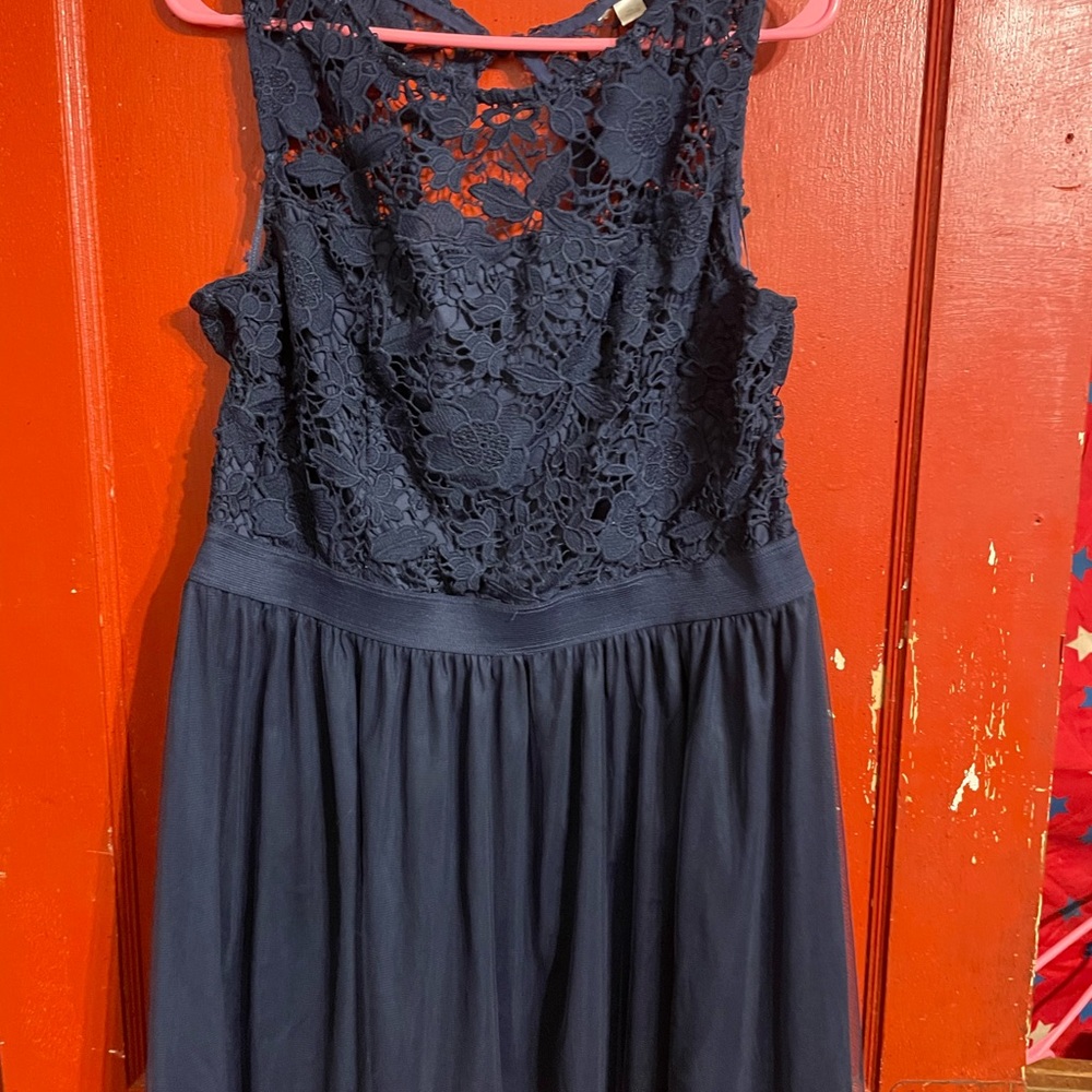 Elegant Navy Lace Dress